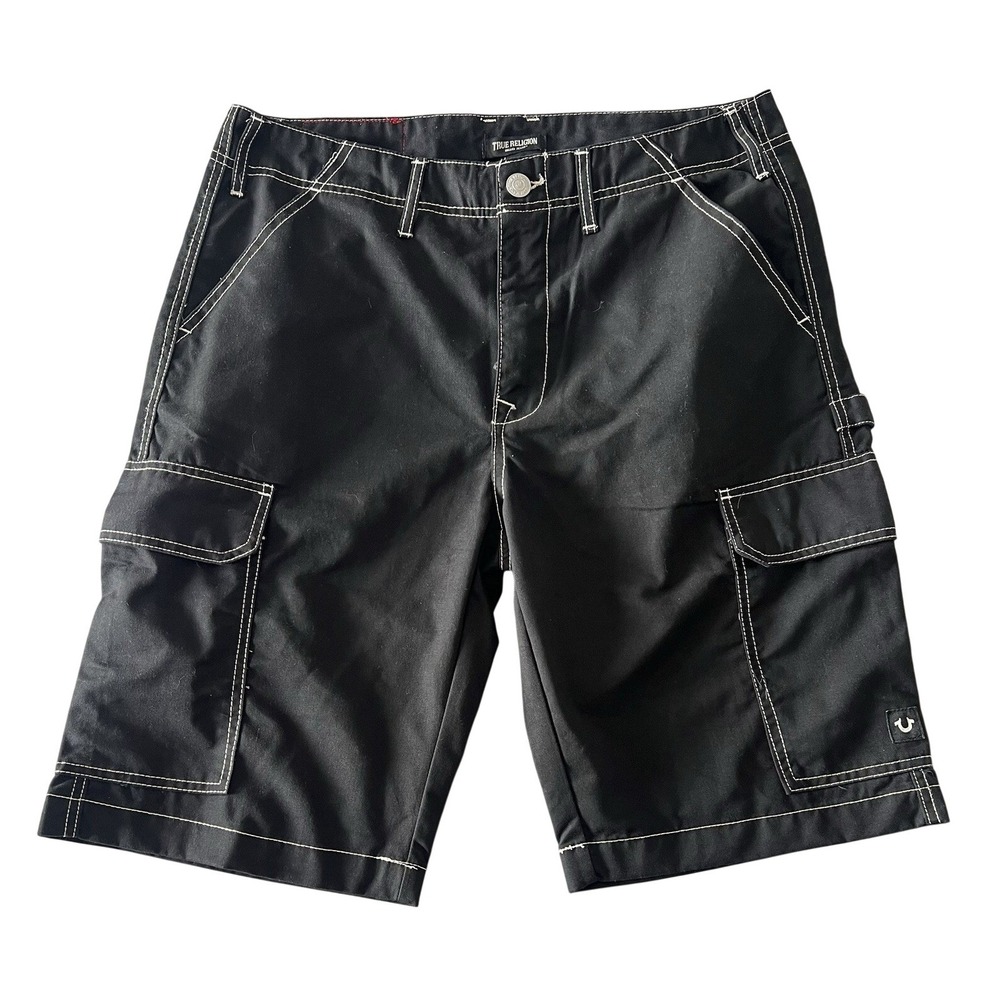 True Religion Men's Cargo Utility Shorts Size 34 Jet Black